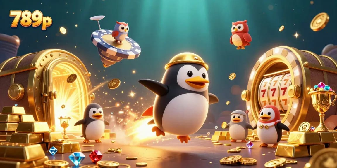 Engage in casino adventures with 789p as a golden penguin zooms through treasure-filled space toward epic games.
