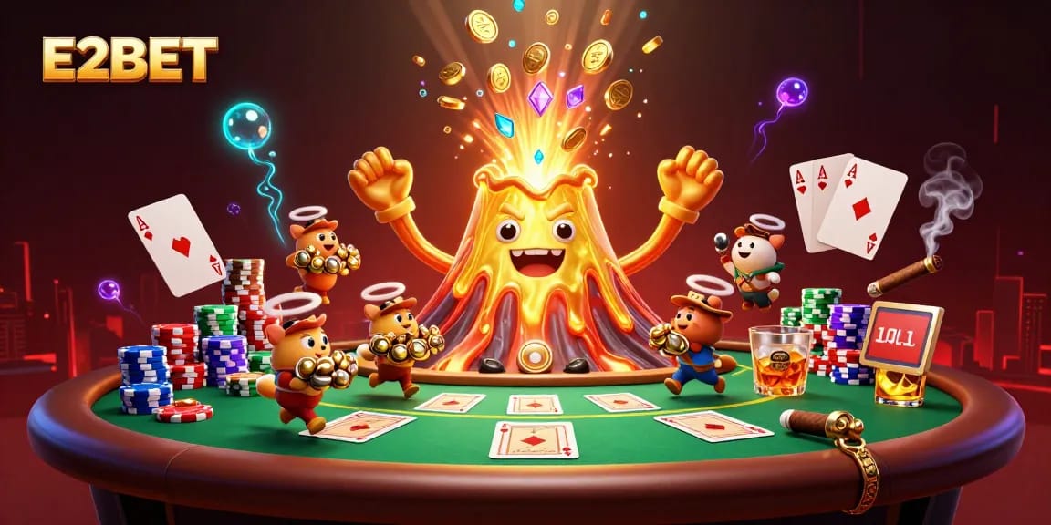 Win big with E2BET at this thrilling casino adventure featuring vibrant characters and action!