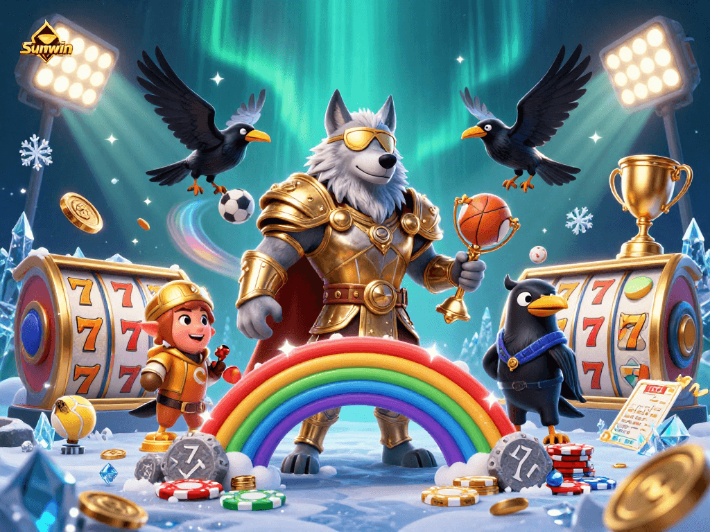 Experience exciting gaming at sunwin with a dazzling Norse-themed casino scene.