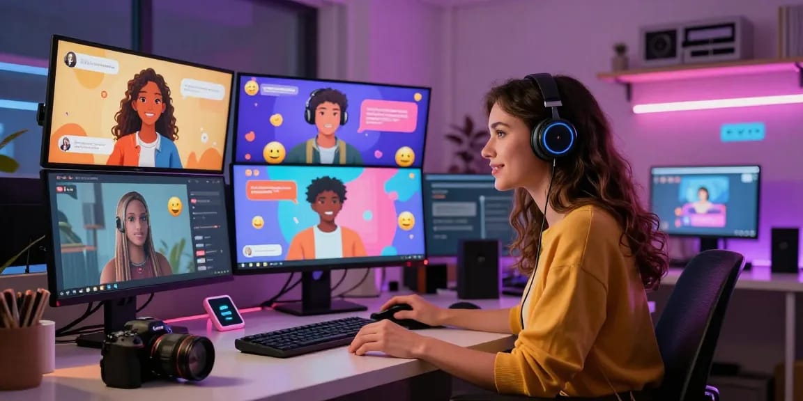 Interactive nsfw chat bot engaging with users in a vibrant digital space.