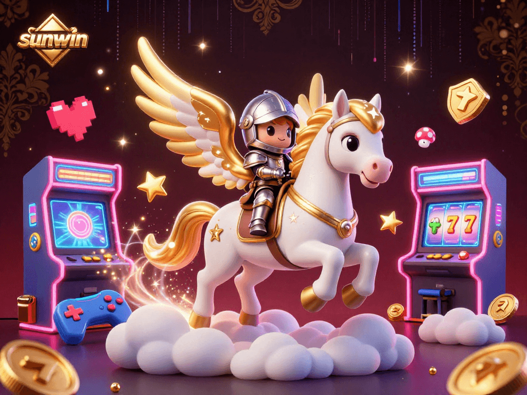 Join the fun at sunwin with exciting slot machines and fantasy characters in a vibrant casino scene.