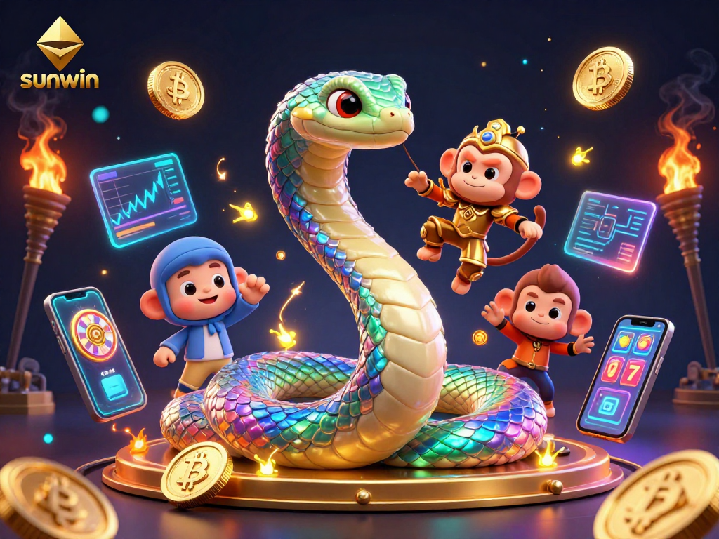 Spin the reels at sunwin while the rainbow serpent and monkey king animate the fun!