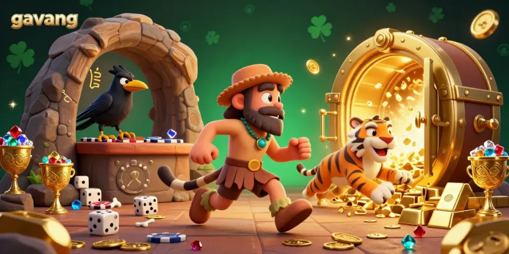 Experience the thrill of gambling at gavang, where cavemen and sabertooth tigers run a prehistoric casino.