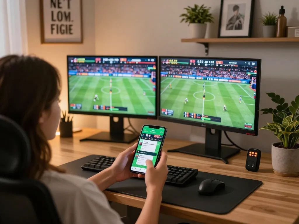 Engaging with the UU88 mobile betting app while analyzing live sports events for strategic gambling.