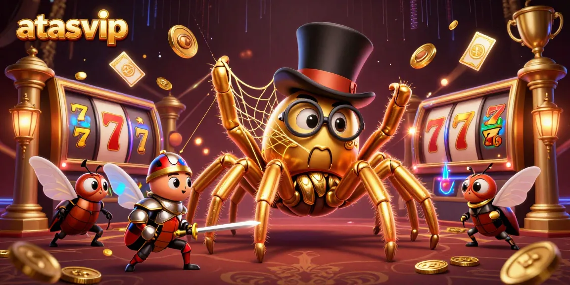 Play and win with atasvip at the exciting online casino featuring vibrant characters and lively gaming elements.