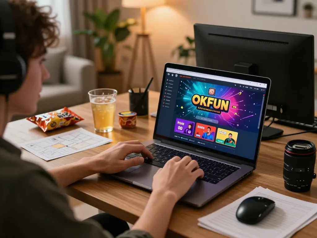 Engaging online gameplay on the OKFUN casino platform with vibrant interface and focused player.