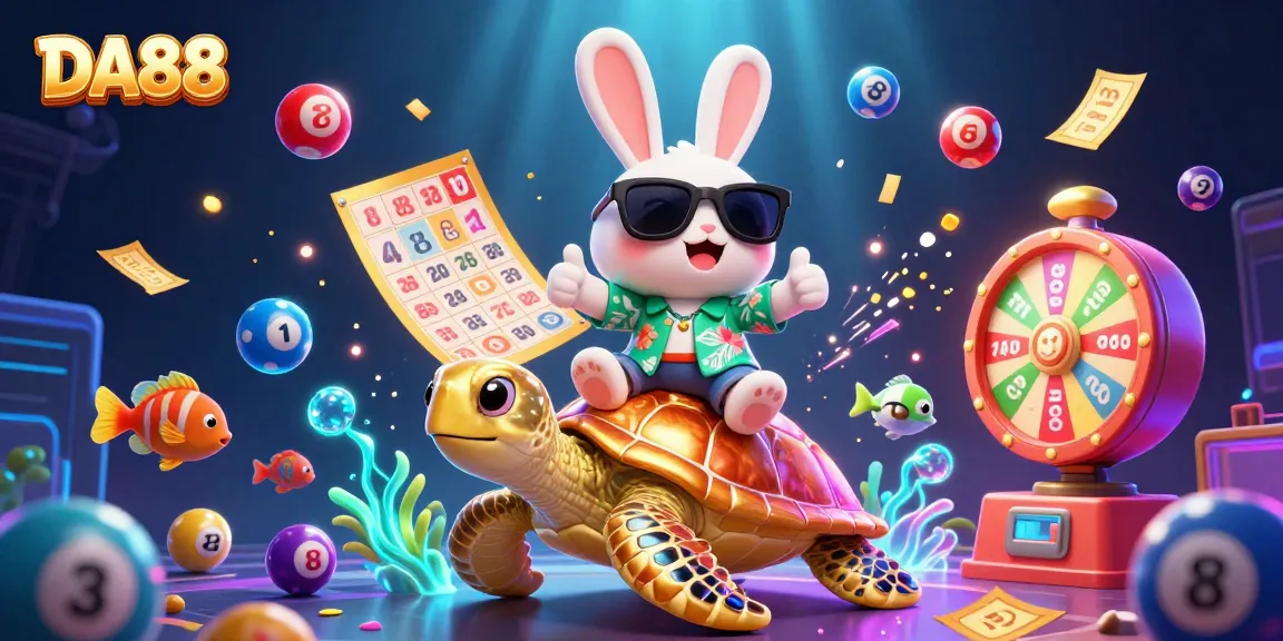 Join the thrilling action of DA88 while celebrating with colorful lottery elements and an energetic scene.