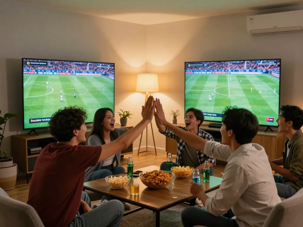 Socolive trực tiếp football match streaming with friends enjoying vibrant home atmosphere