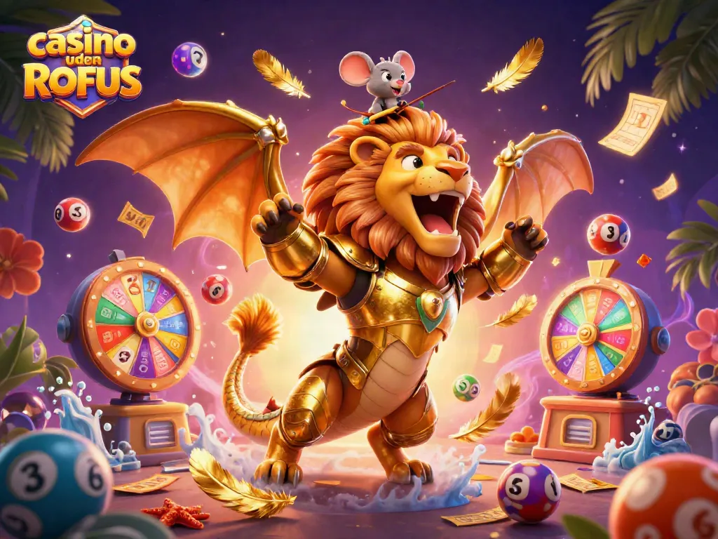 Experience casino uden ROFUS with a vibrant illustration of exciting lottery elements.