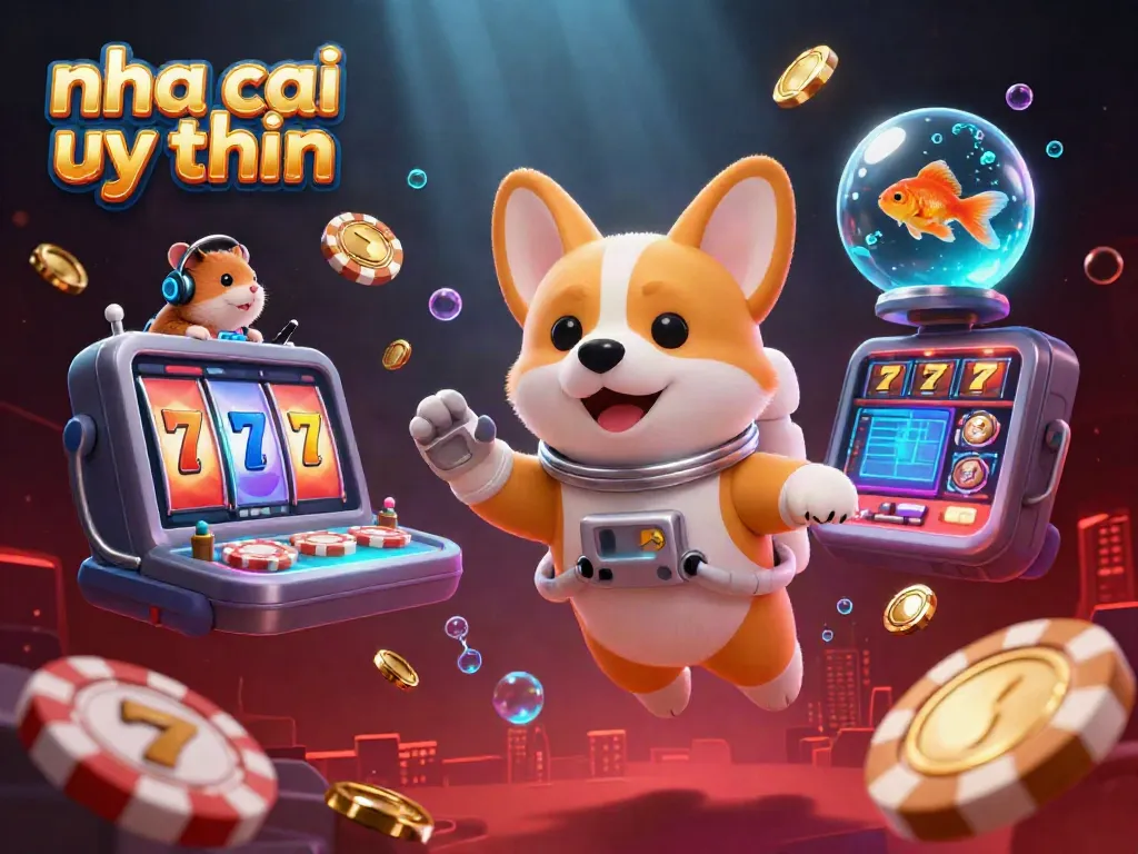 Experience thrilling gameplay at nha cai uy tin with our astronaut corgi and floating casino elements.