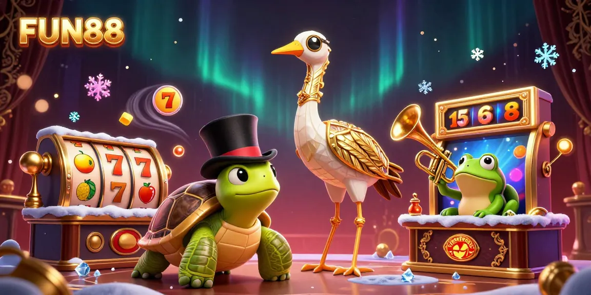 Experience FUN88's vibrant and dynamic casino scene featuring entertaining characters and engaging slot elements.