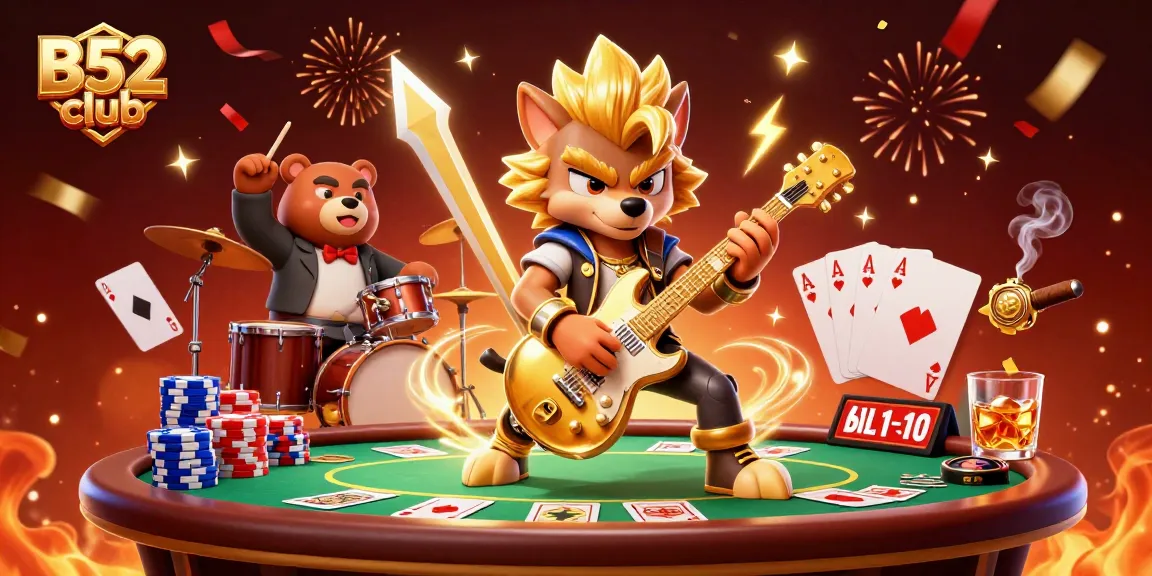 Experience the thrill at B52 club with our rock star and drummer in an electrifying casino scene.