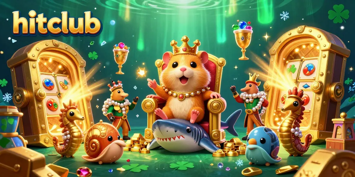 Hitclub offers a vibrant underwater casino experience featuring a golden hamster king and treasure-filled surroundings, showcasing engaging game elements.