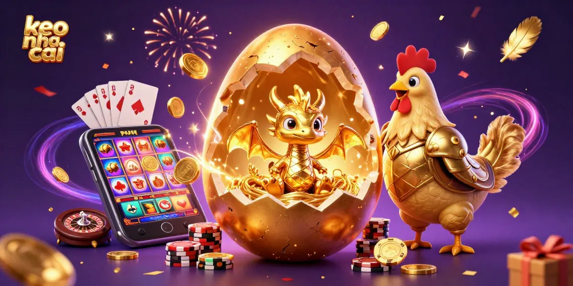 Experience the excitement of keo nha cai with a vivid dragon guarding poker chips in a golden casino realm.