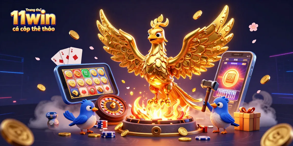 Experience the thrill of Trang chủ 11win cá cược thể thao with a golden phoenix and exciting casino elements.