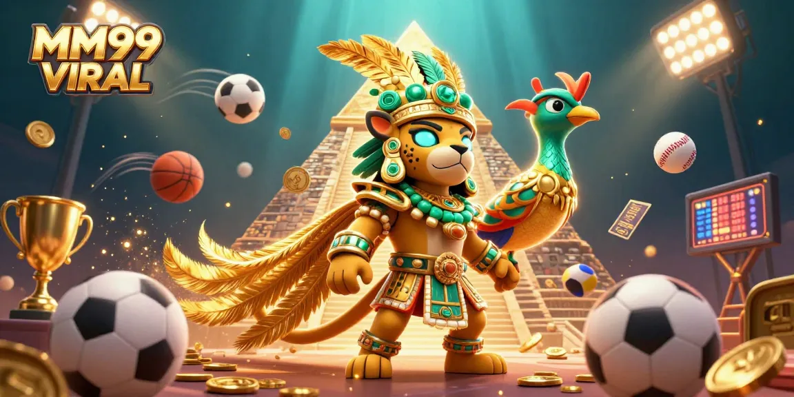Experience the excitement of MM99 VIRAL with dynamic sports elements and vibrant casino graphics.