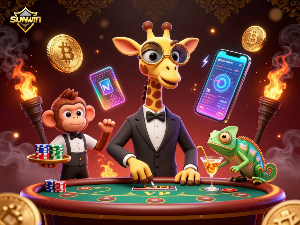 Win big with sunwin's VIP gaming experience featuring high-roller giraffe and monkey valet.