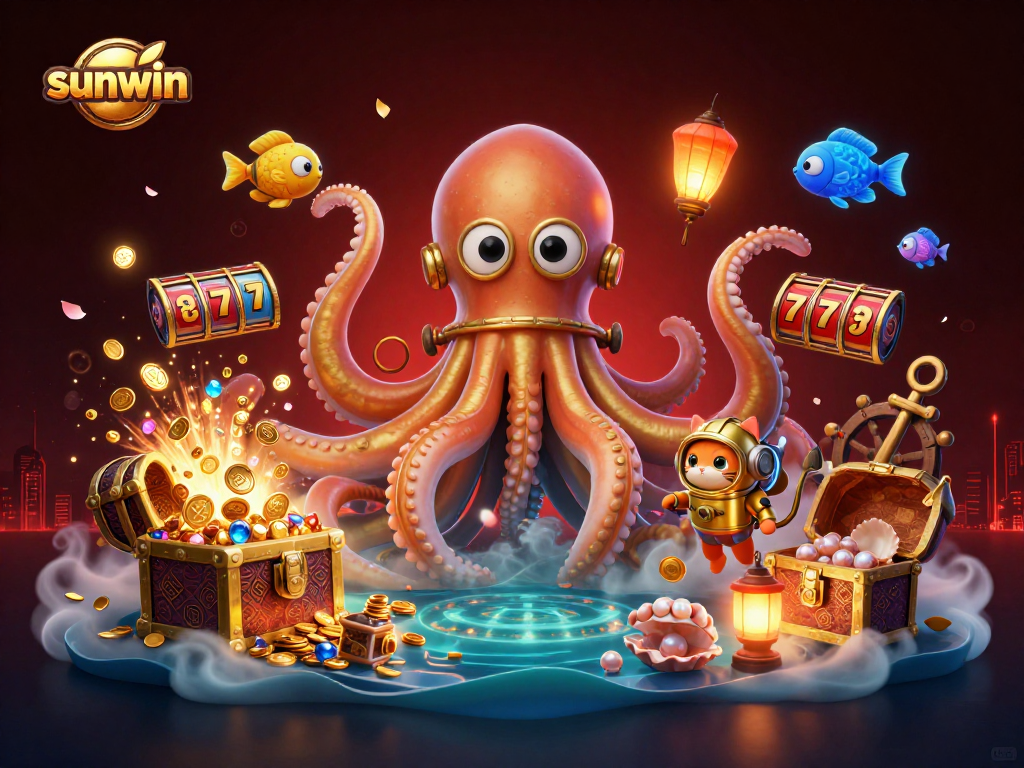 sunwin brings the excitement of slots to life with a vibrant 3D underwater casino scene.