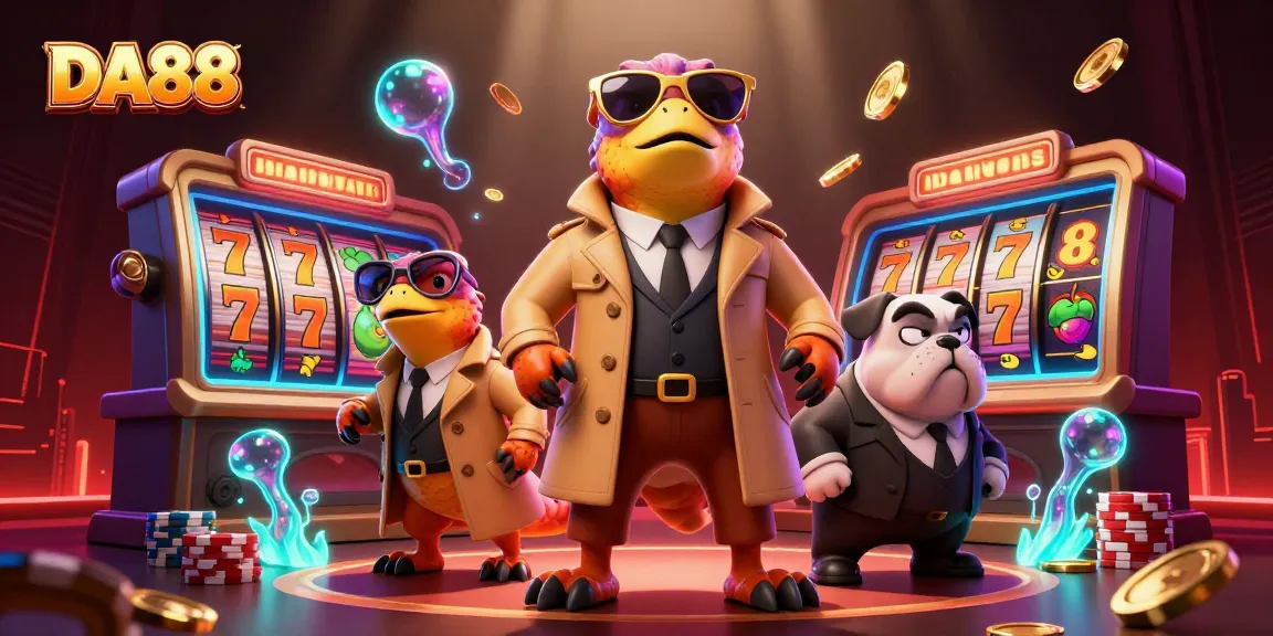 Experience the thrilling DA88 Casino scene with raptors in disguise amidst vibrant gambling elements.