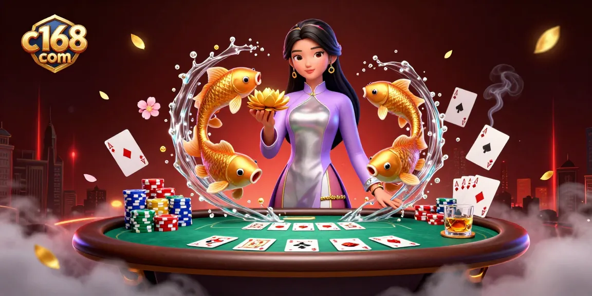 Engage in dynamic gameplay at c168 com, showcasing an elegant scene with vibrant casino elements.
