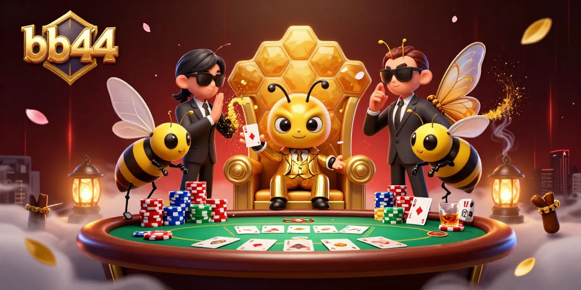Engage in strategic poker gameplay with bb44 as the bumblebee mob boss oversees the action.