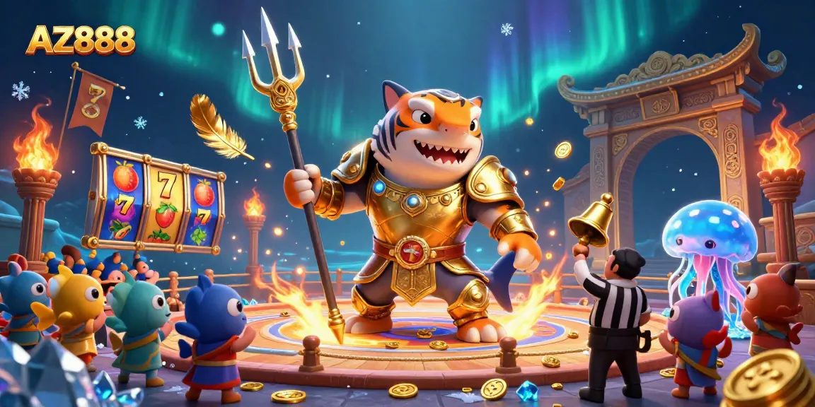 AZ888 captivates players in a vibrant underwater colosseum filled with dynamic gaming elements.