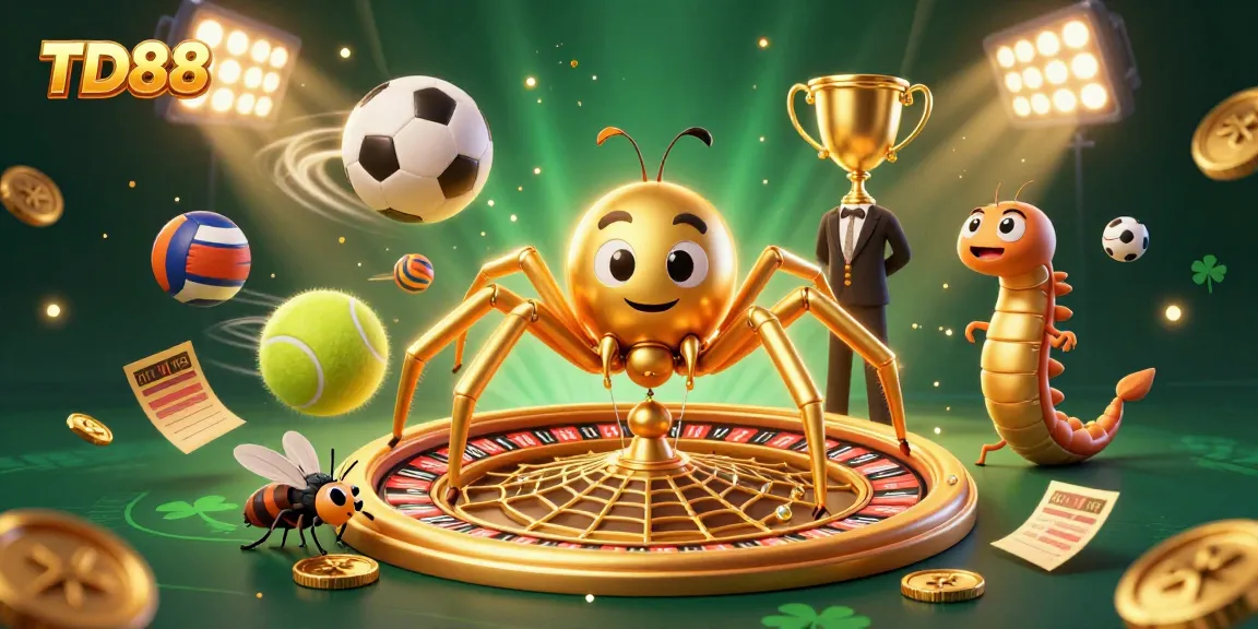Place your bets at TD88 as the golden spider spins the roulette web surrounded by excitement.