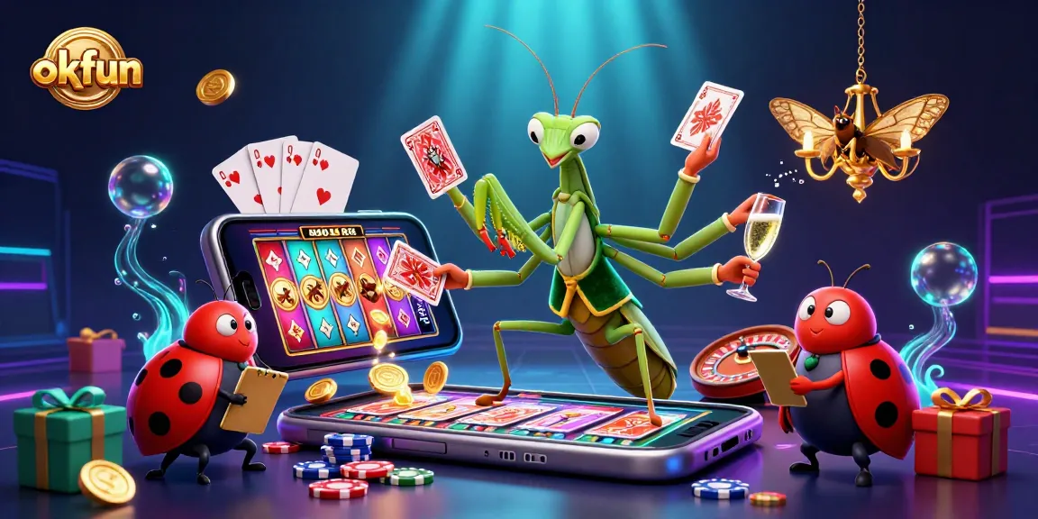 Experience excitement with okfun's vibrant casino scene, featuring engaging characters and dynamic gaming elements.
