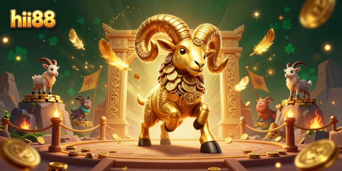 Experience action at hii88 with a golden ram charging through a dazzling casino scene.