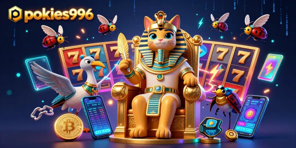 Spin thrilling pokies996 reels with an Egyptian-themed digital casino adventure filled with treasure!