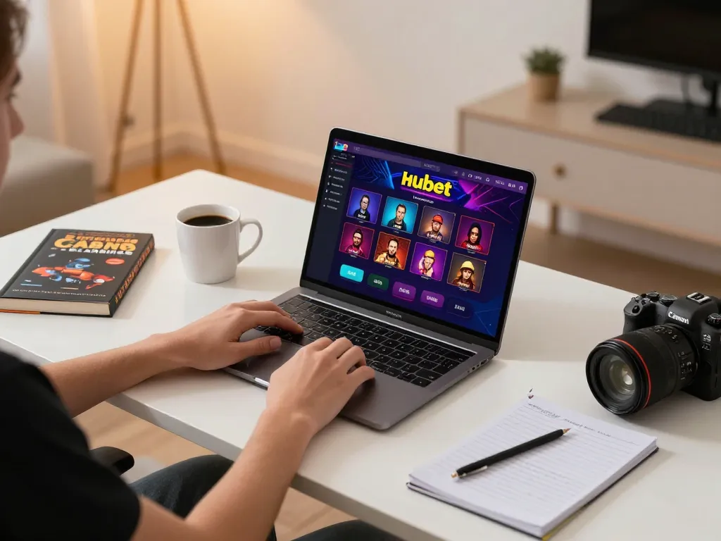 Enjoying an engaging hubet online gaming experience with strategic notes at a cozy setup