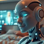 Immersive view of a lifelike sex bot showcasing advanced technology and emotional connection.