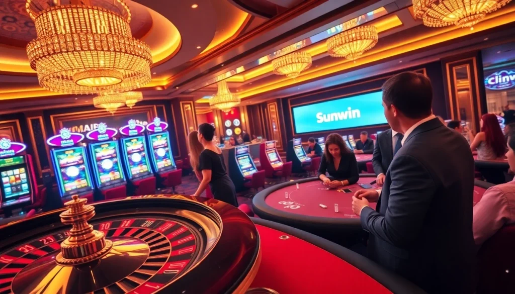 Engage in thrilling online gameplay with Sunwin, featuring vibrant casino elements like poker and roulette.