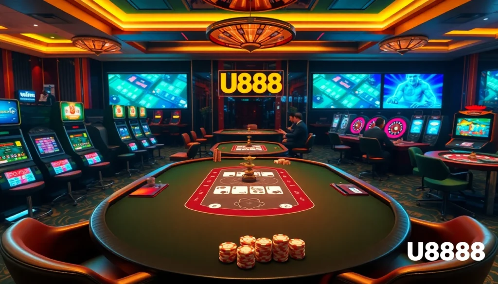 Experience the thrill of U888 with players enjoying an upscale online casino atmosphere.