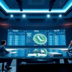 Tỷ lệ kèo nhà cái displayed in a modern sports analysis studio with real-time updates.